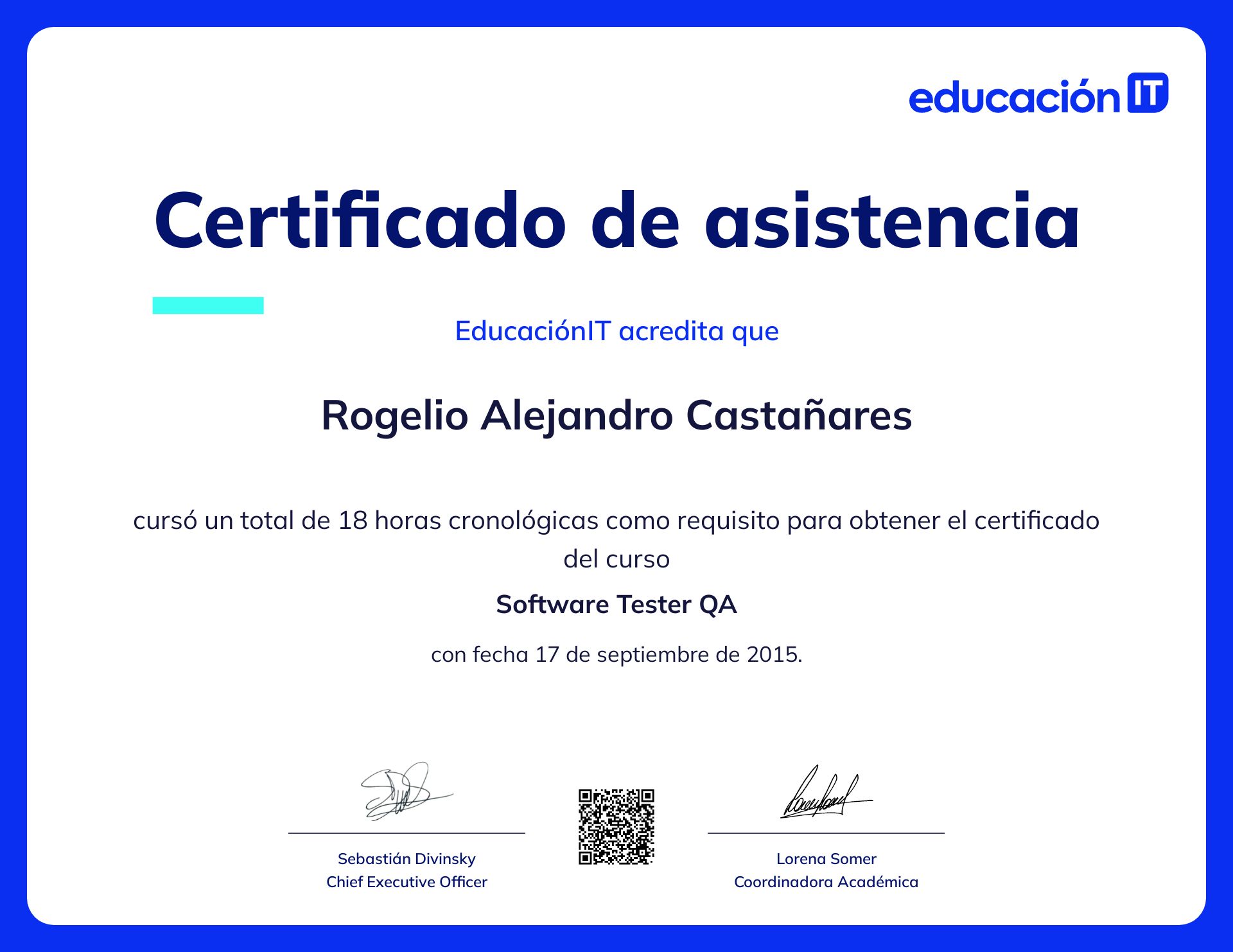 Certificado Rogelio Alejandro Castañares Educaciónit Code Your Future 8631